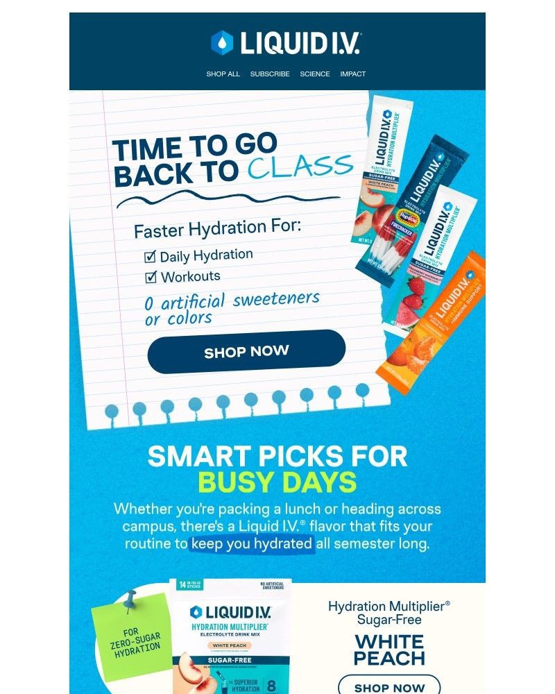 Screenshot of email sent to a Liquid I.V. Newsletter subscriber