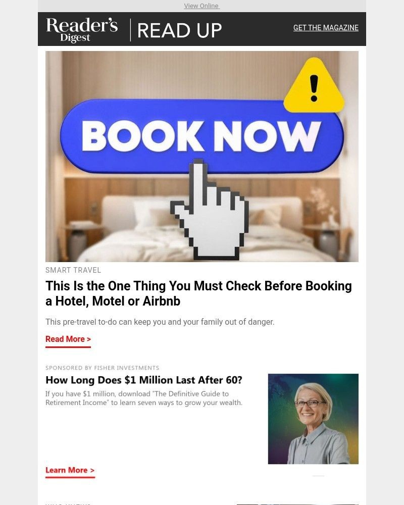 Screenshot of email sent to a Reader’s Digest Newsletter subscriber