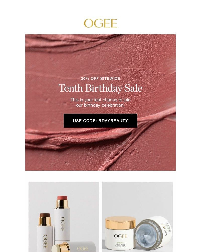 Screenshot of email sent to a Ogee Newsletter subscriber