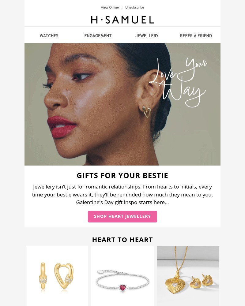 Screenshot of email sent to a H.Samuel Newsletter subscriber