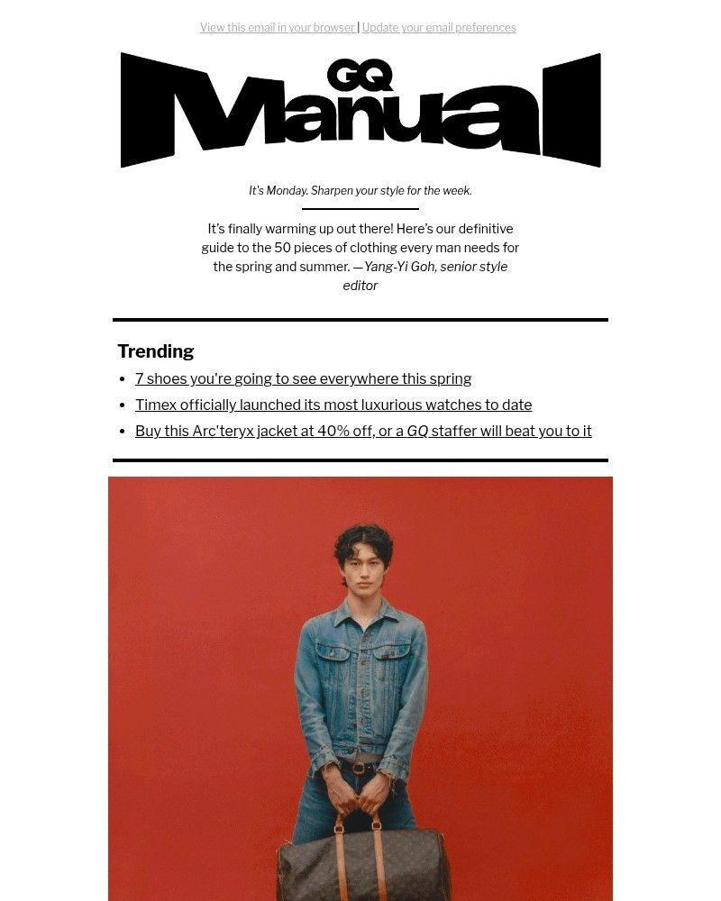 Screenshot of email sent to a GQ Newsletter subscriber