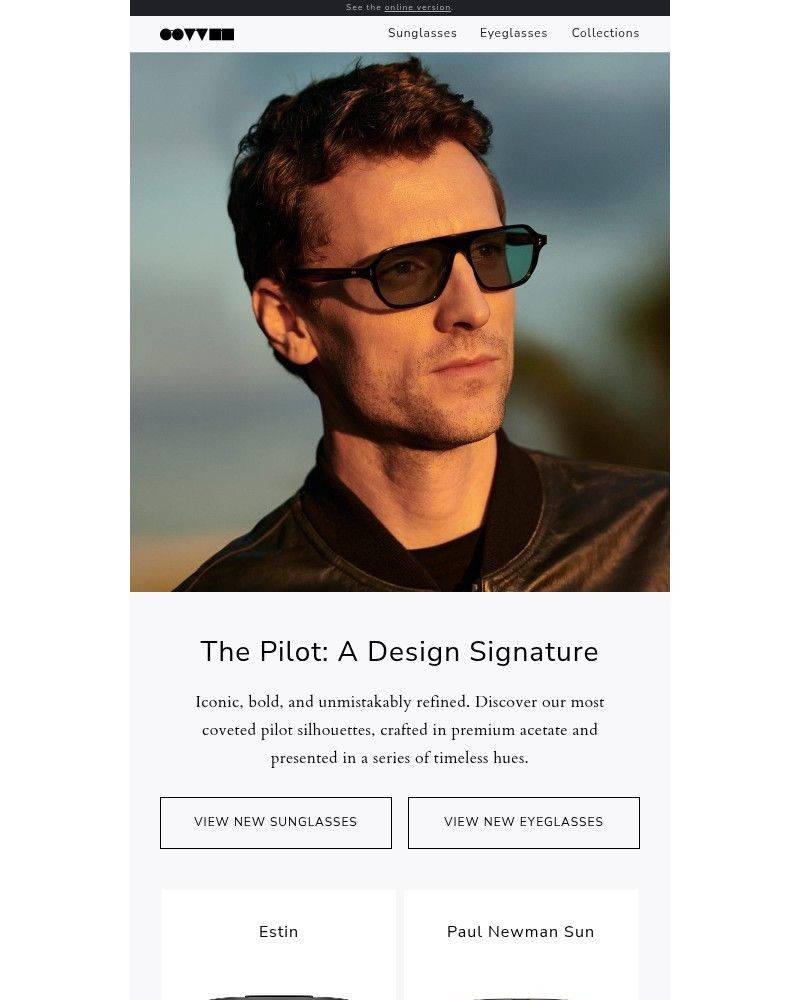 Screenshot of email sent to a Oliver Peoples Newsletter subscriber