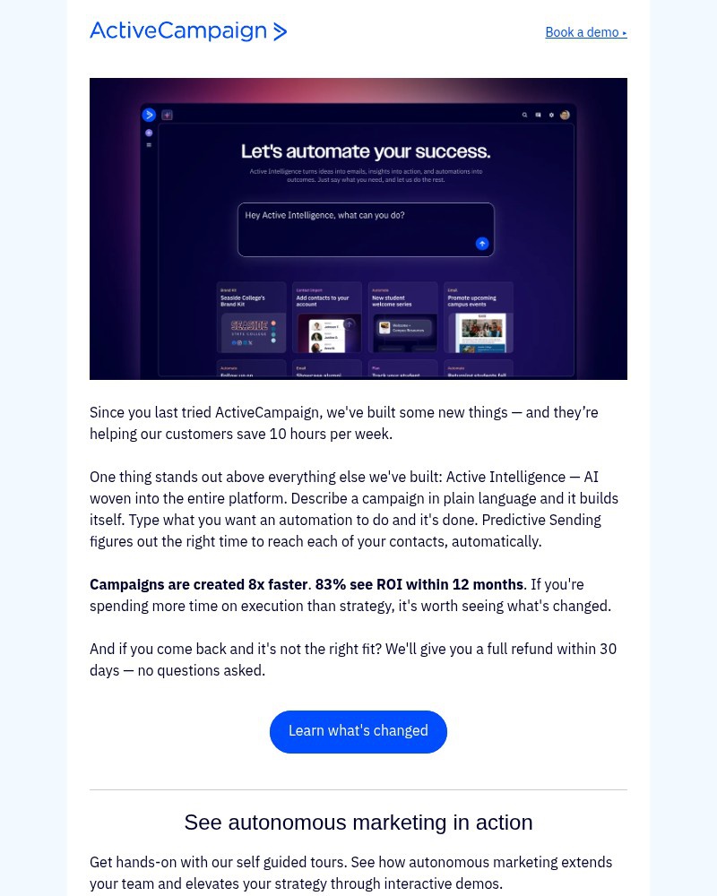Screenshot of email sent to a ActiveCampaign Customer