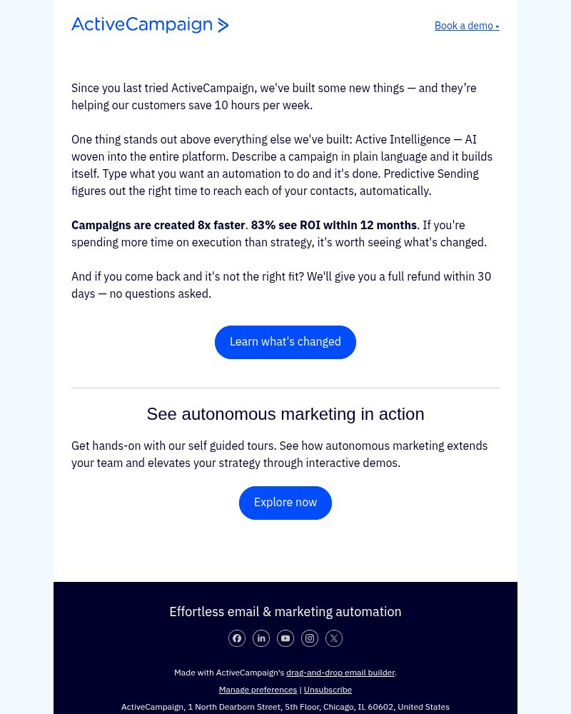 Screenshot of email sent to a ActiveCampaign Customer