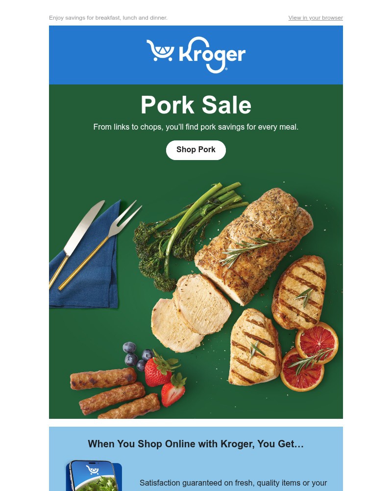 Screenshot of email sent to a Kroger Registered user