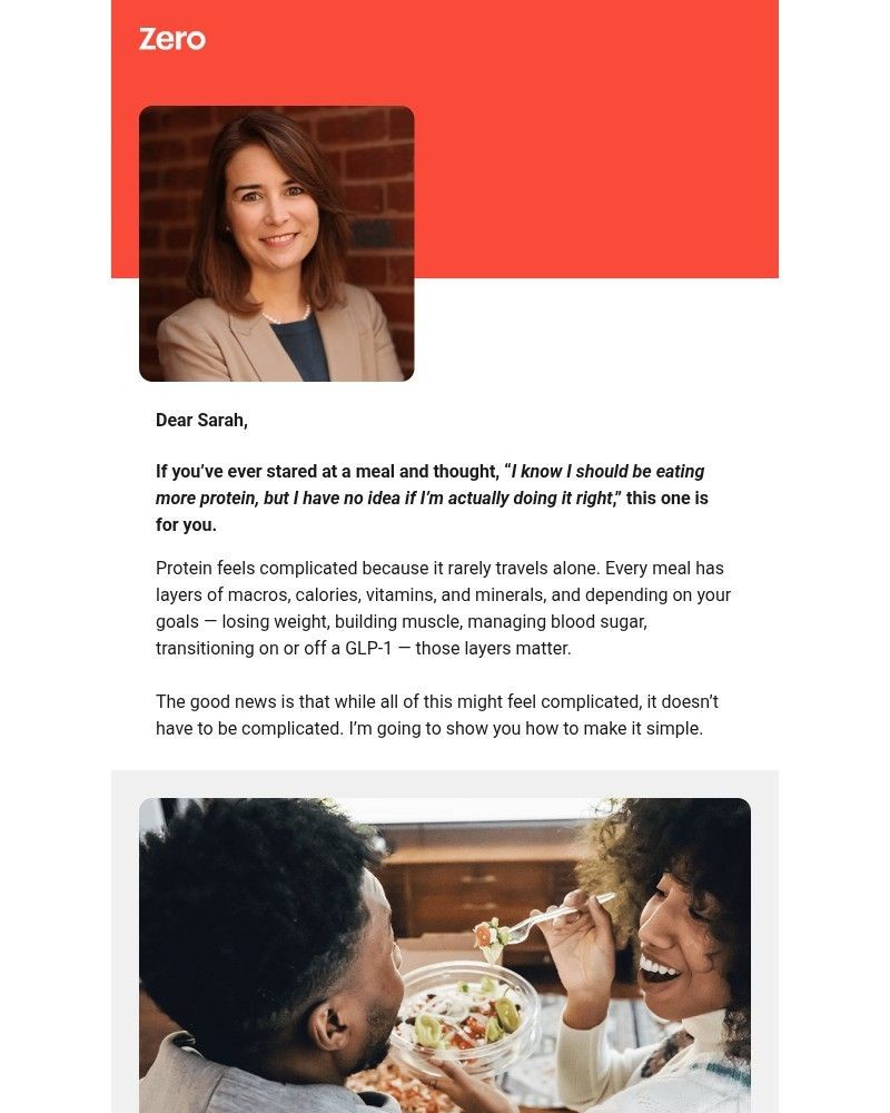 Screenshot of email sent to a Zero Registered user