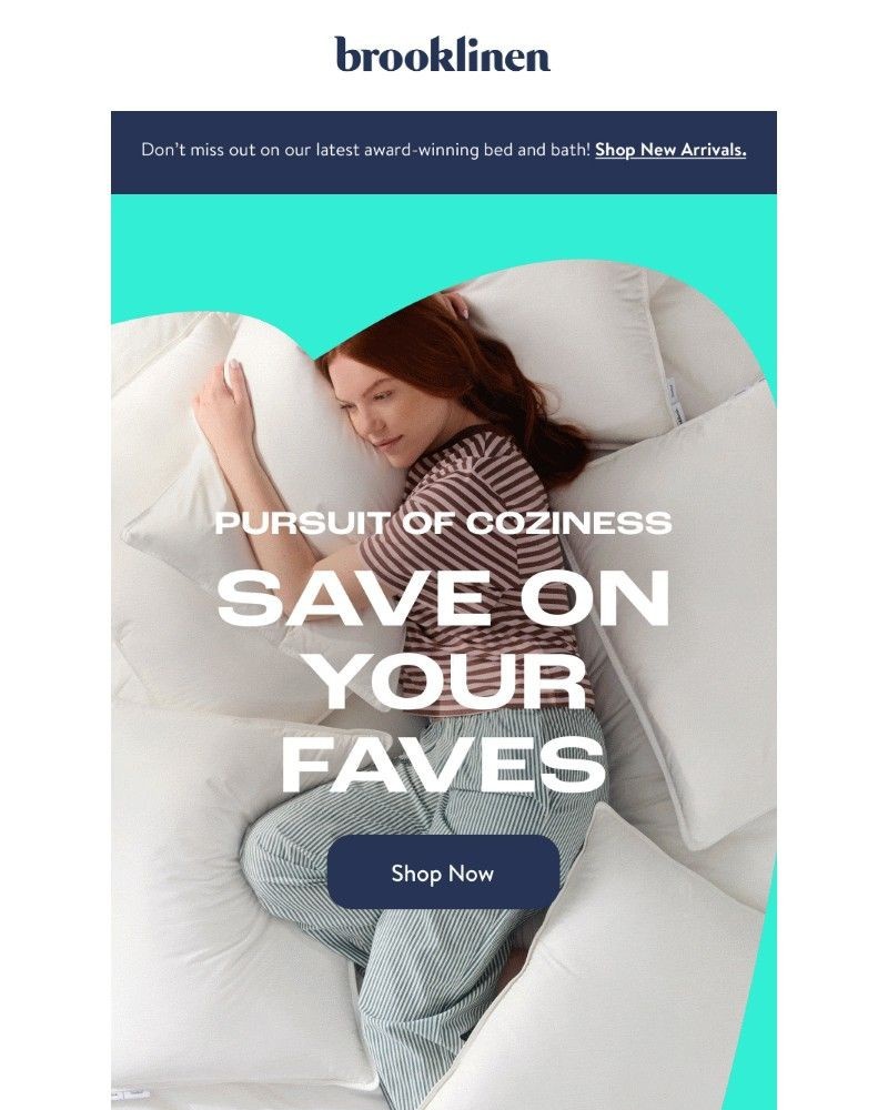 Screenshot of email sent to a Brooklinen Newsletter subscriber