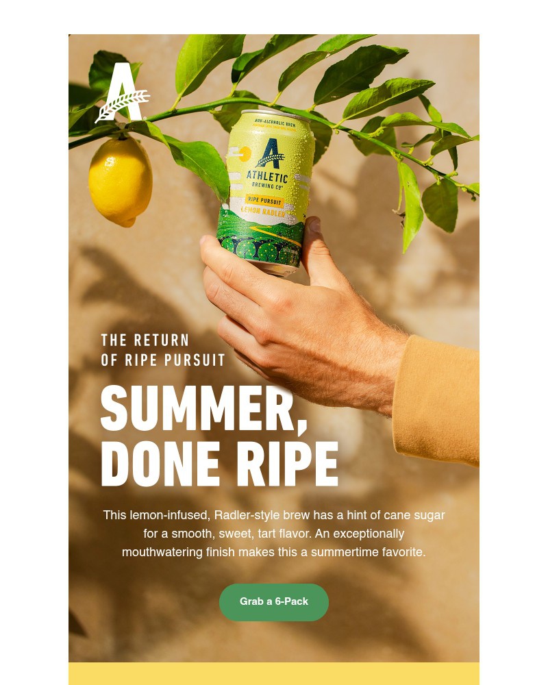 Screenshot of email sent to a Athletic Brewing Newsletter subscriber