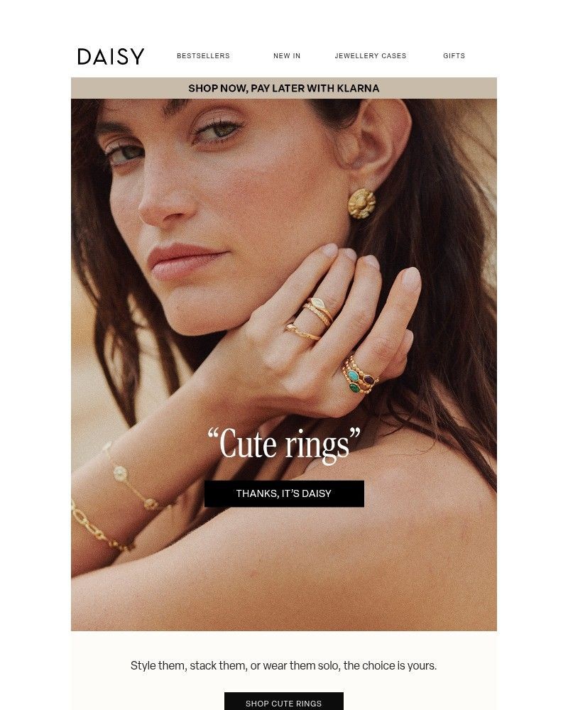 Screenshot of email sent to a Daisy Jewellery Newsletter subscriber