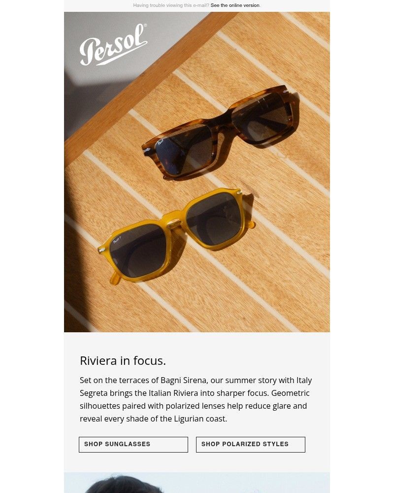 Screenshot of email sent to a Persol Newsletter subscriber