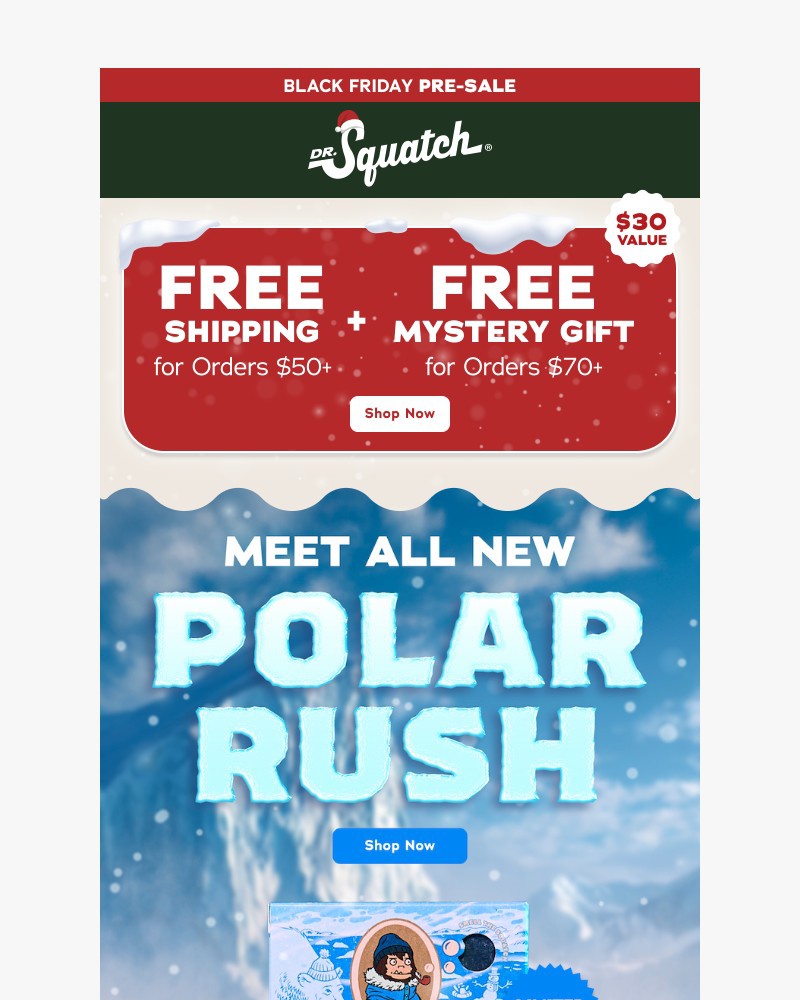 Screenshot of email sent to a Dr. Squatch Newsletter subscriber