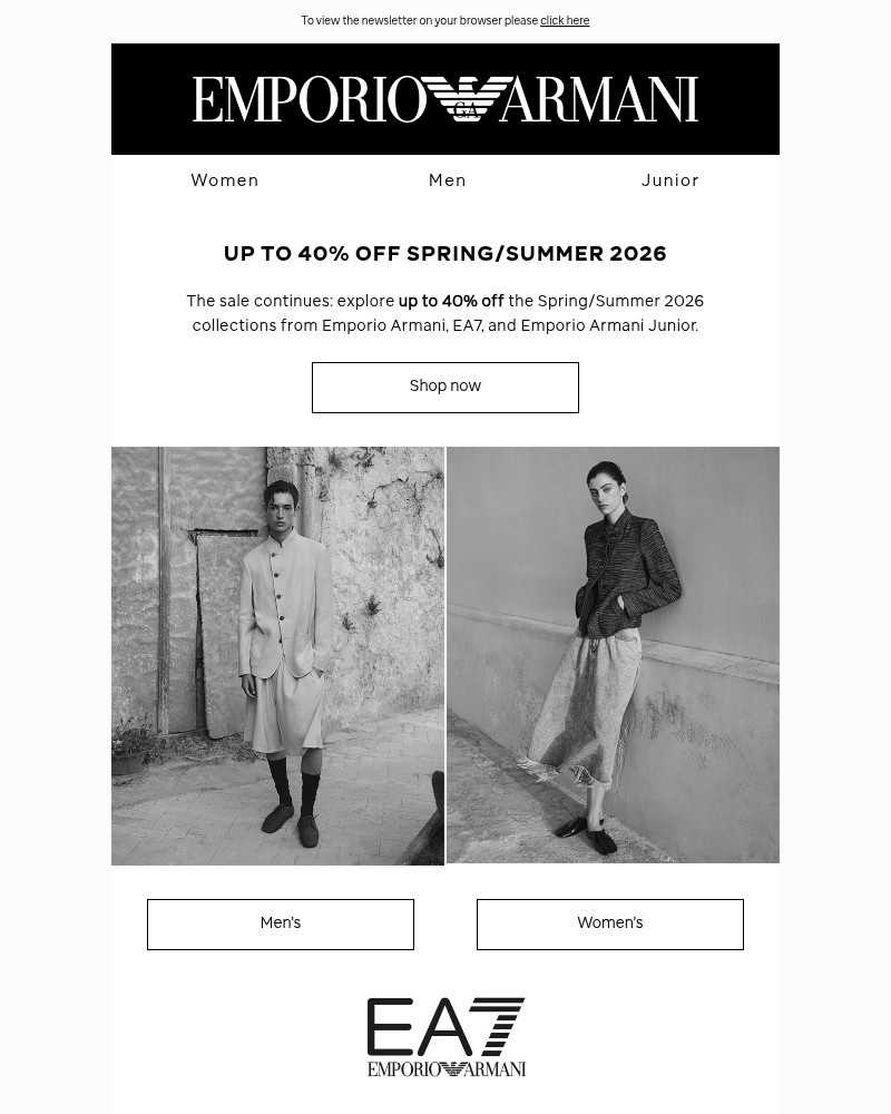 Screenshot of email with subject /media/emails/the-sale-continues-up-to-40-off-springsummer-2026-289385-cropped-a0b30dc2.jpg