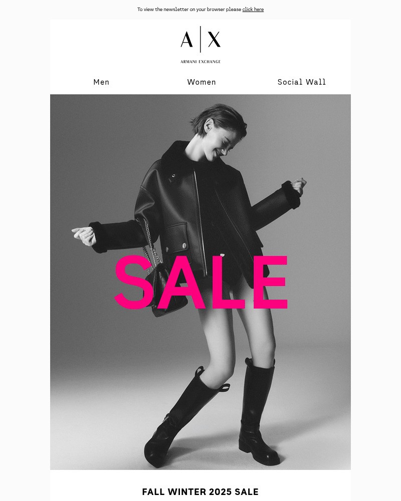 Screenshot of email sent to a Armani Newsletter subscriber