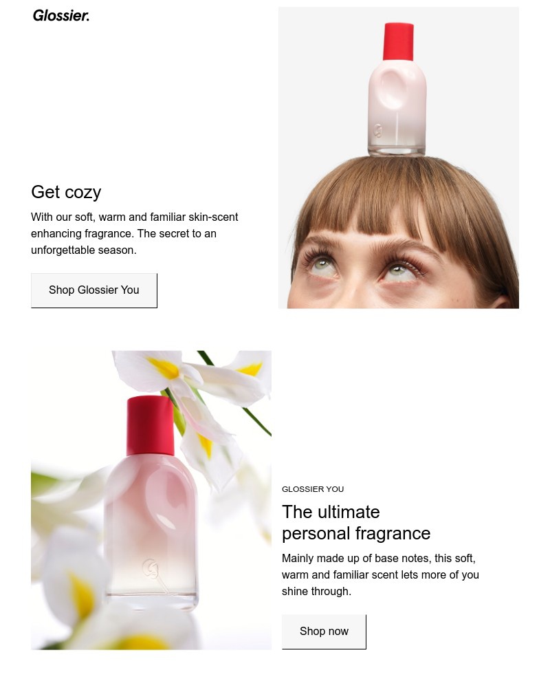 Screenshot of email sent to a Glossier Newsletter subscriber