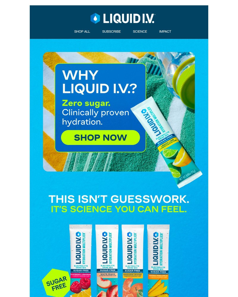 Screenshot of email sent to a Liquid I.V. Newsletter subscriber