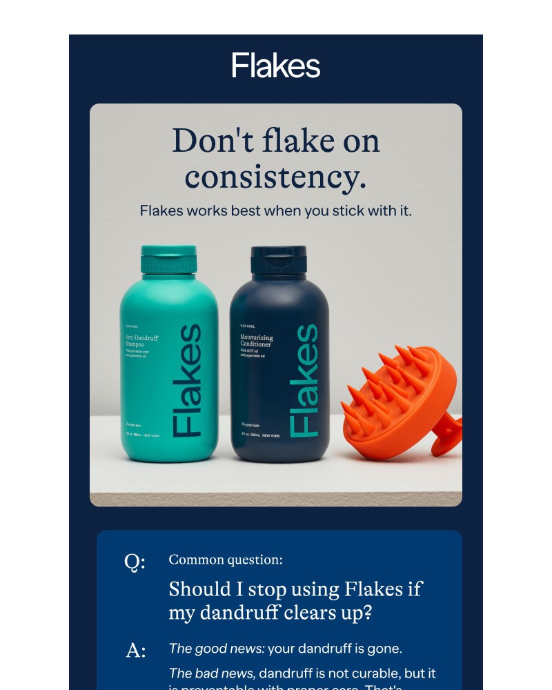 Screenshot of email sent to a Flakes Newsletter subscriber