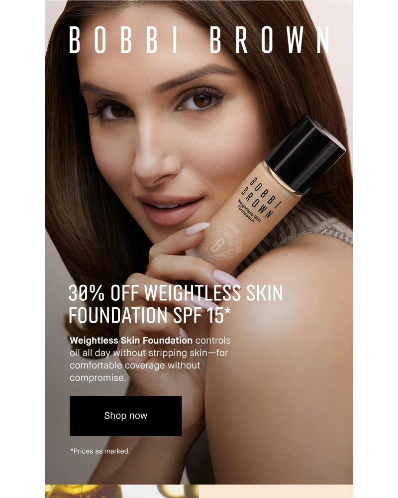 Screenshot of email sent to a Bobbi Brown Newsletter subscriber
