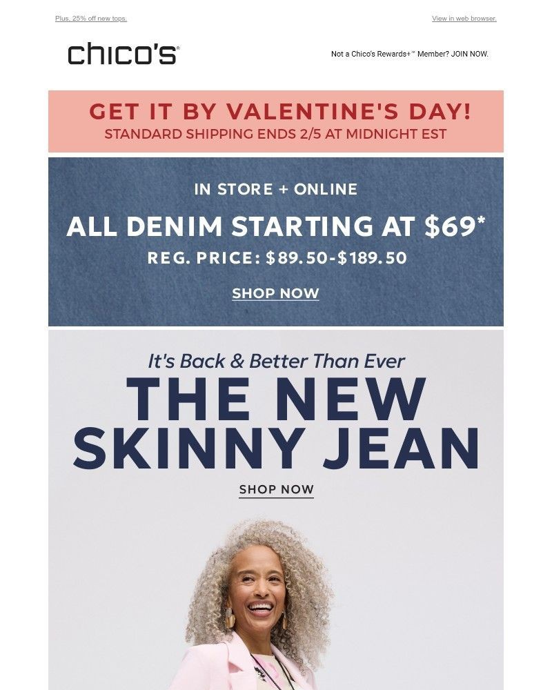 Screenshot of email sent to a Chico’s Newsletter subscriber