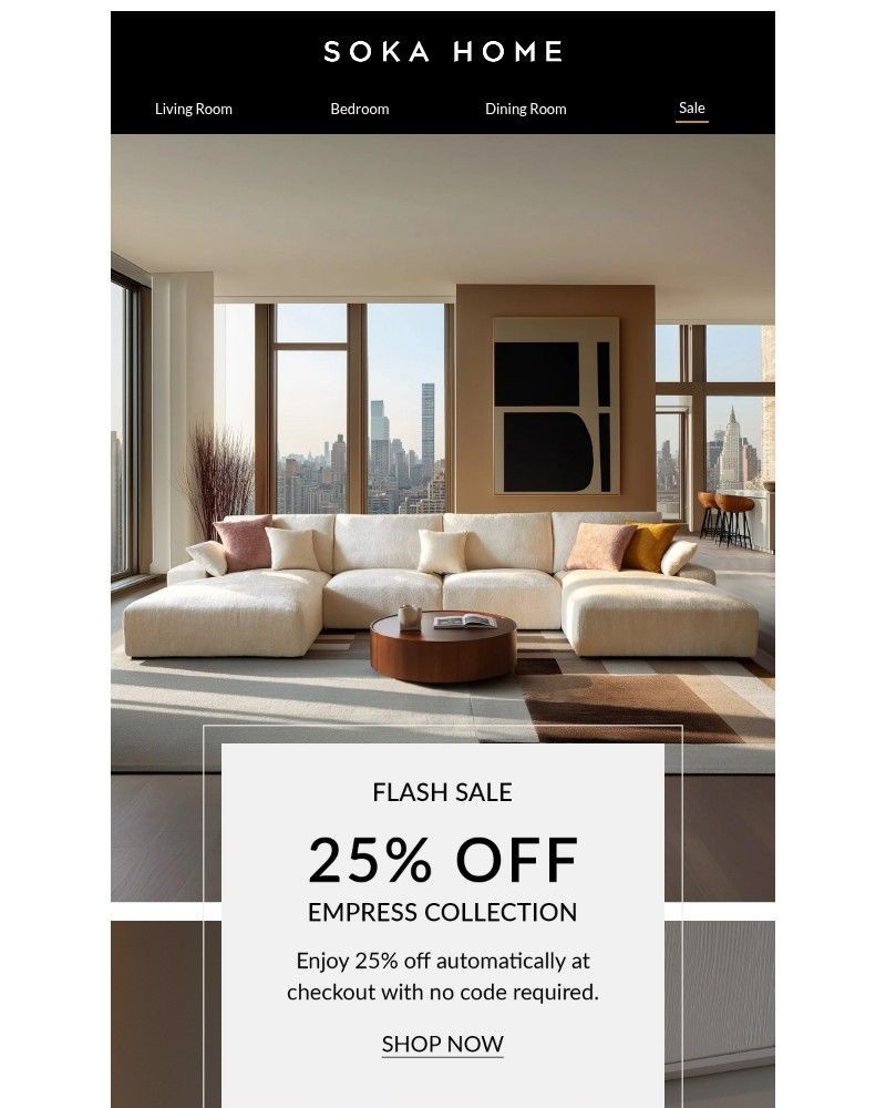 Screenshot of email sent to a Soka Home Newsletter subscriber