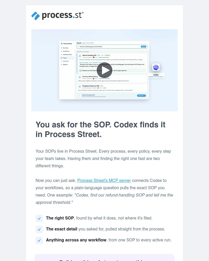 Screenshot of email sent to a Process Street Invited user