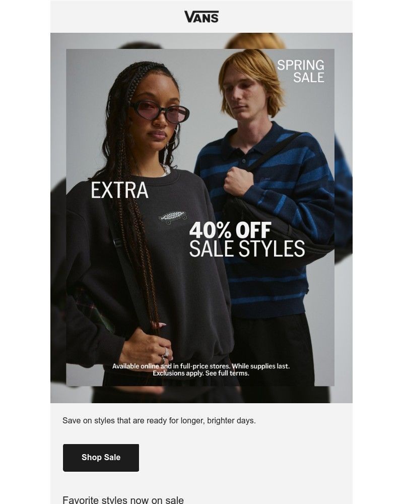 Screenshot of email sent to a Vans Registered user