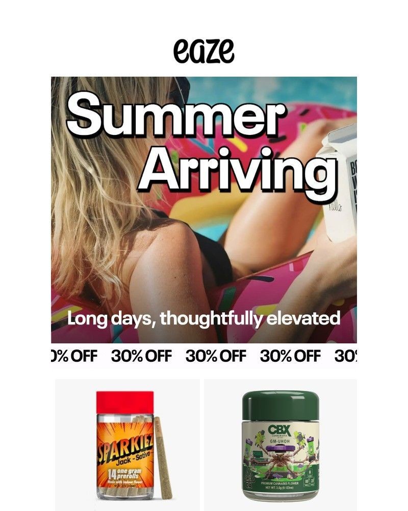 Screenshot of email sent to a Eaze Registered user