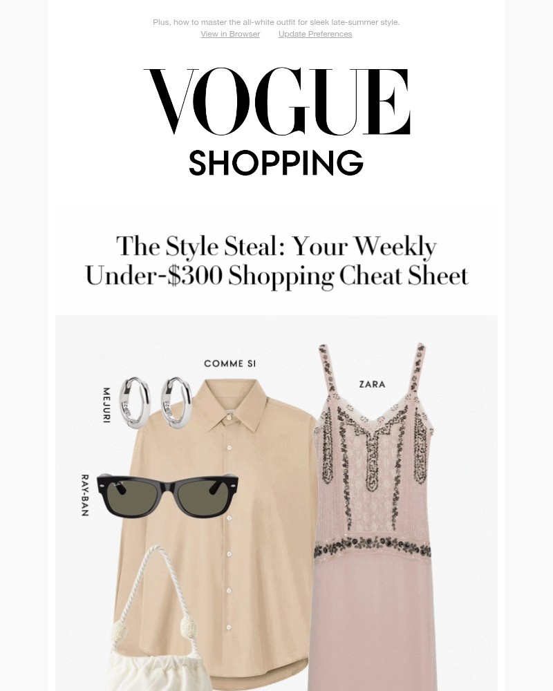 Screenshot of email sent to a Vogue Newsletter subscriber