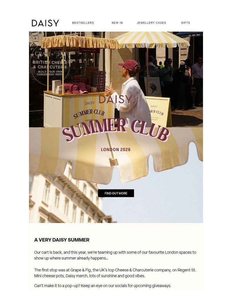 Screenshot of email sent to a Daisy Jewellery Newsletter subscriber