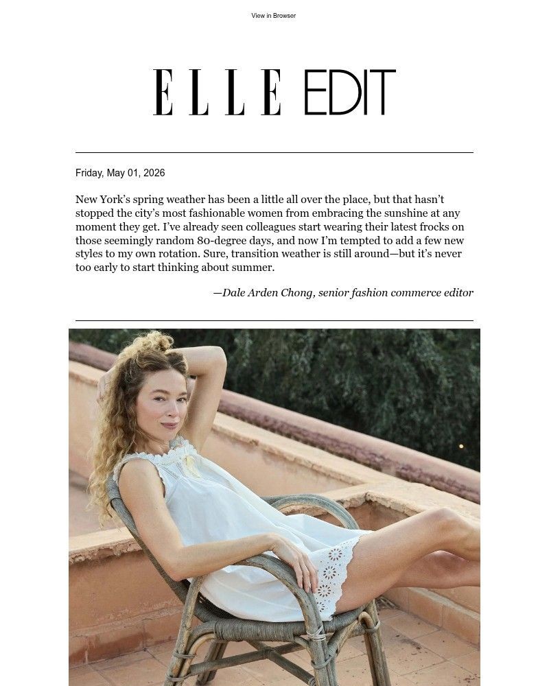 Screenshot of email sent to a Elle Newsletter subscriber