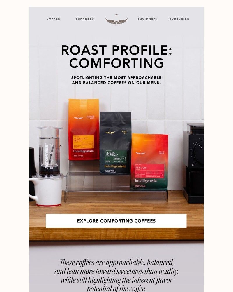 Screenshot of email sent to a Intelligentsia Newsletter subscriber