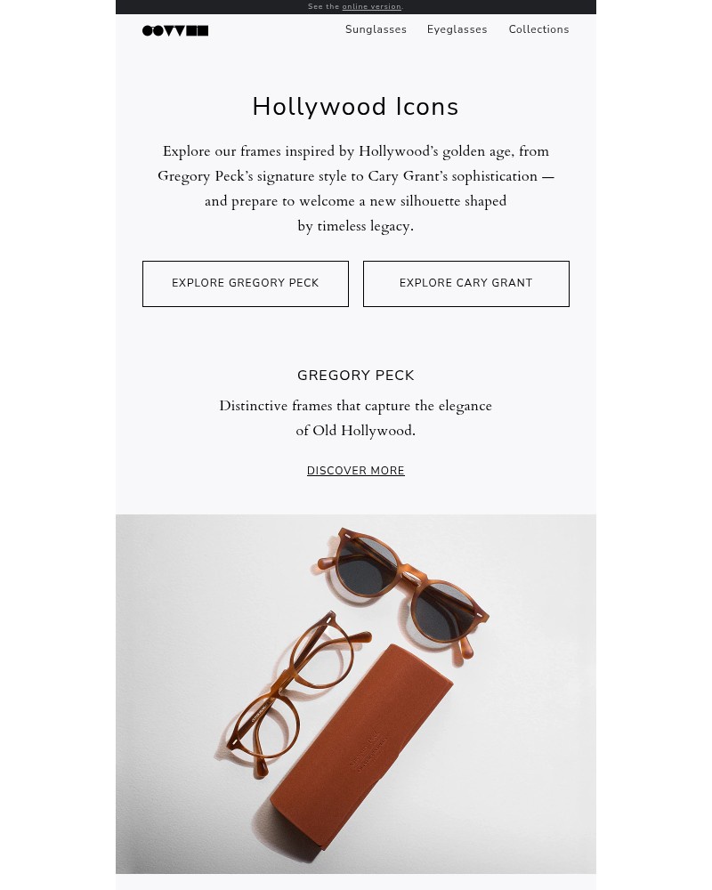 Screenshot of email sent to a Oliver Peoples Newsletter subscriber