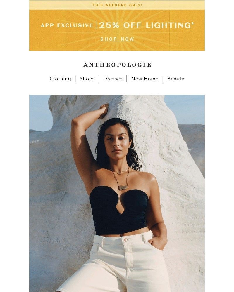 Screenshot of email sent to a Anthropologie Newsletter subscriber