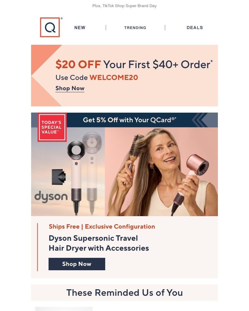 Screenshot of email sent to a QVC Newsletter subscriber
