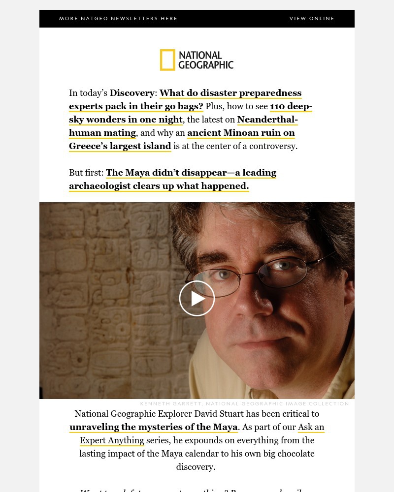 Screenshot of email sent to a National Geographic Newsletter subscriber
