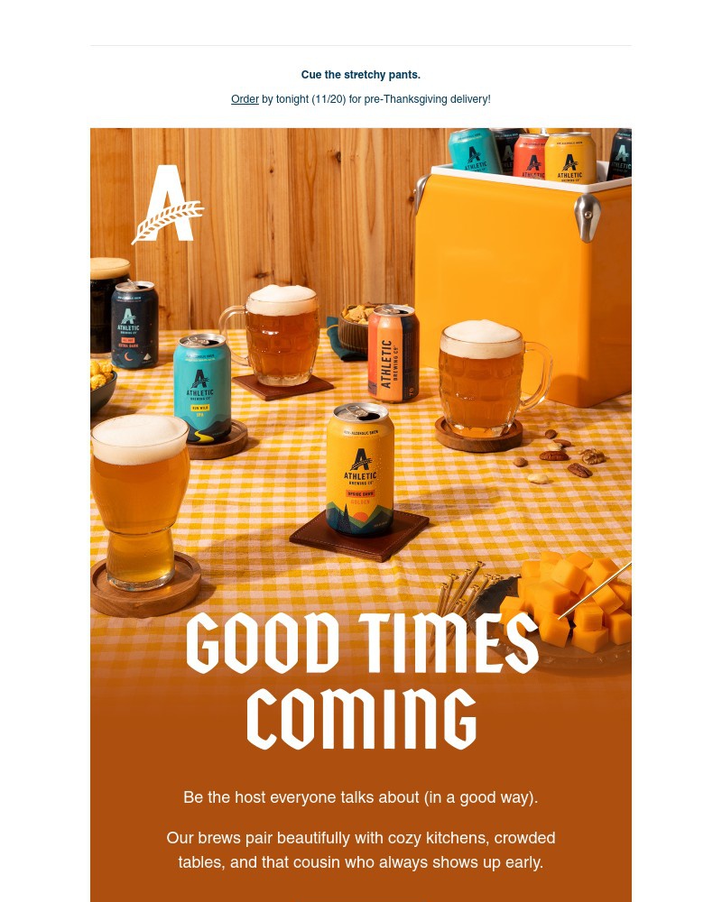 Screenshot of email sent to a Athletic Brewing Newsletter subscriber