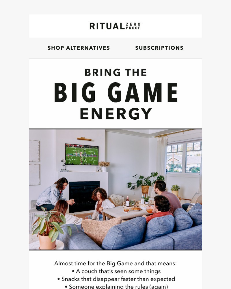 Screenshot of email sent to a Ritual Zero Proof Newsletter subscriber