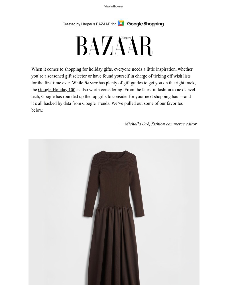 Screenshot of email sent to a Harper’s Bazaar Newsletter subscriber