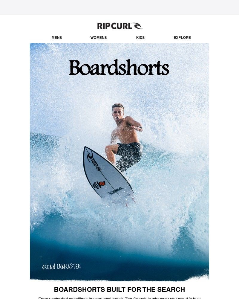 Screenshot of email sent to a Ripcurl Newsletter subscriber