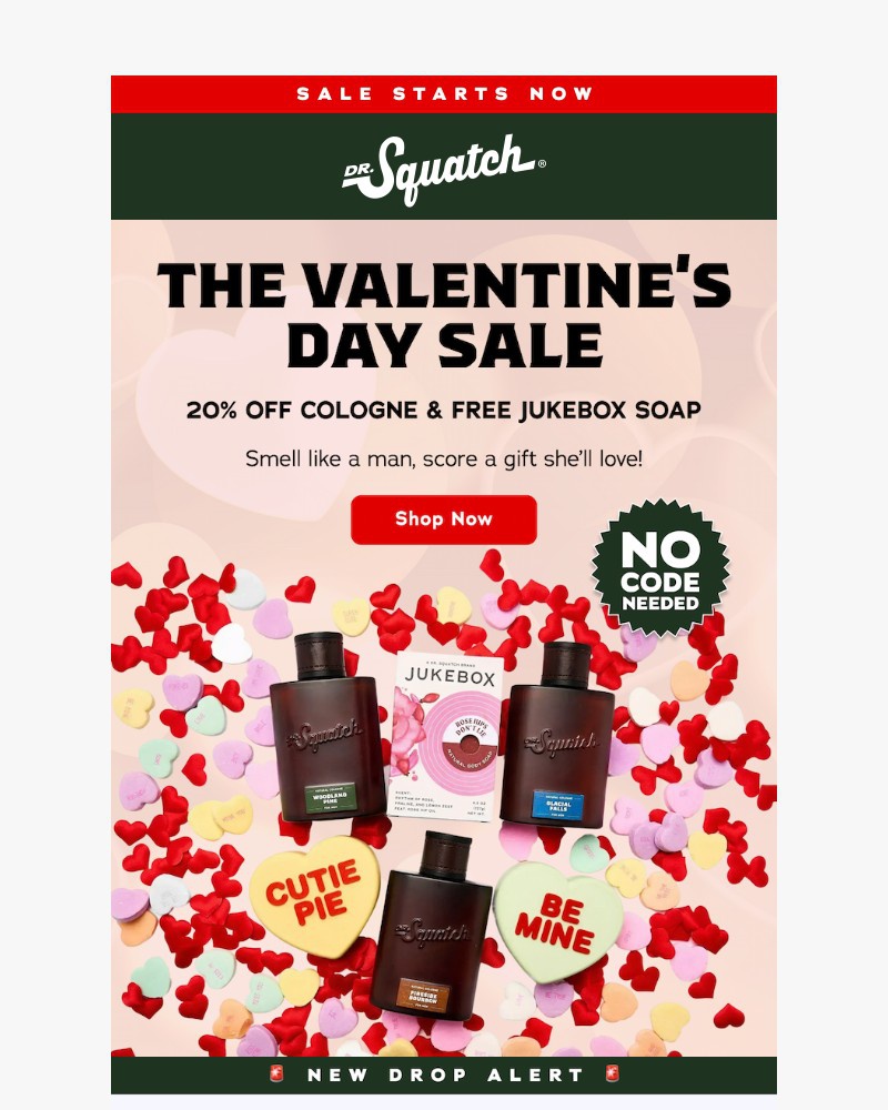 Screenshot of email sent to a Dr. Squatch Newsletter subscriber