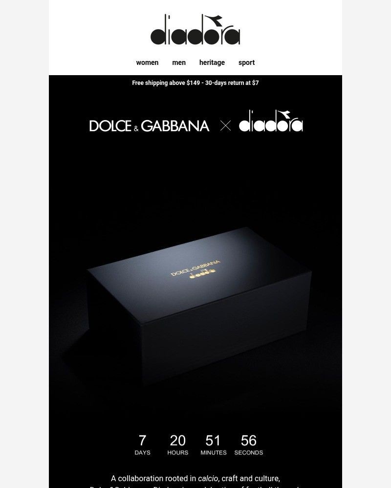 Screenshot of email sent to a Diadora Newsletter subscriber