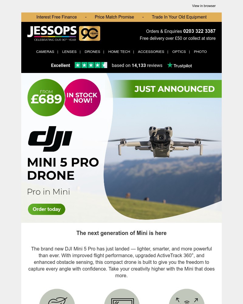 Screenshot of email with subject /media/emails/the-wait-is-over-dji-mini-5-pro-drone-has-landed-343eab-cropped-5db73f9f.jpg