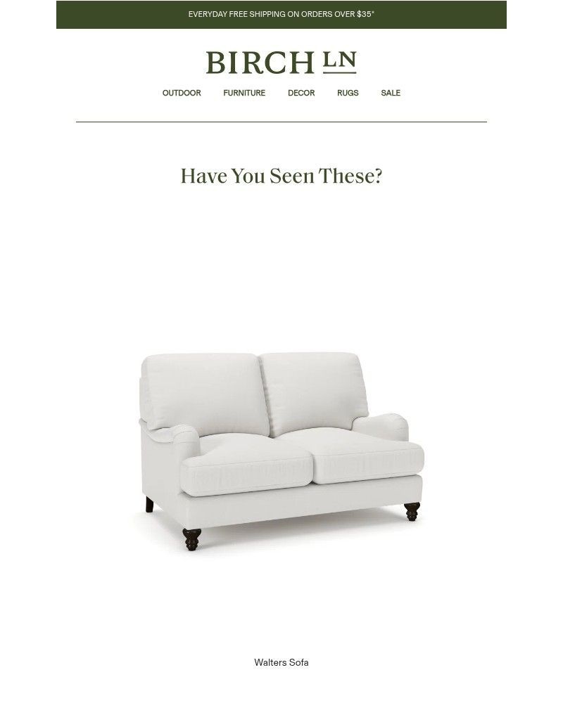 Screenshot of email sent to a Birch Lane Newsletter subscriber