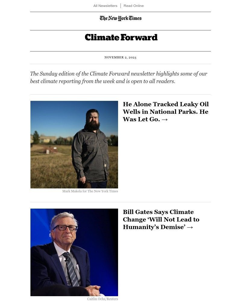 Screenshot of email sent to a The New York Times Customer