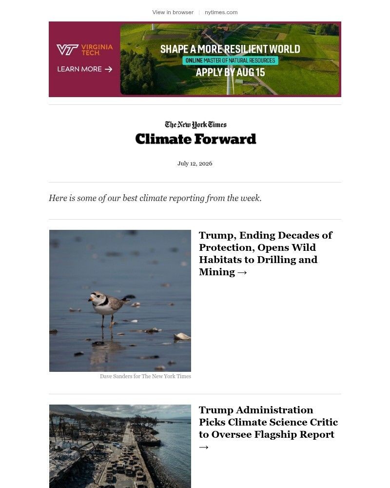 Screenshot of email sent to a The New York Times Customer