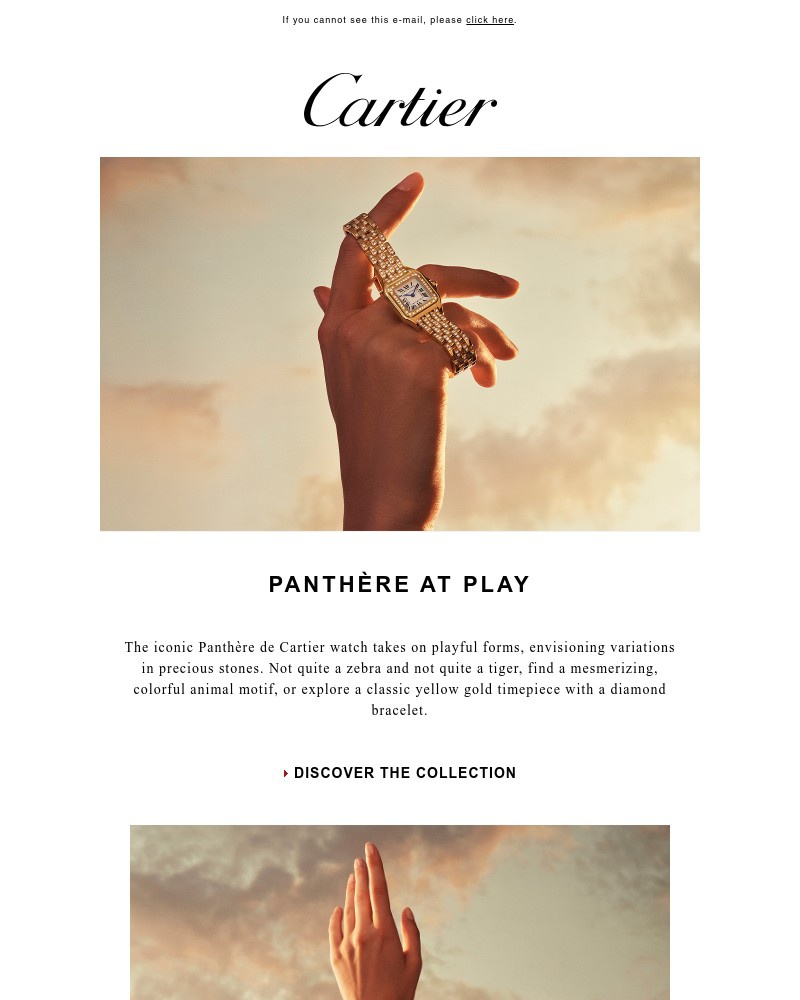 Screenshot of email sent to a Cartier Newsletter subscriber