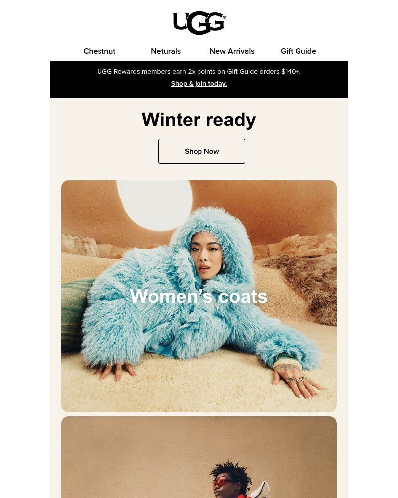 Screenshot of email sent to a UGG Newsletter subscriber