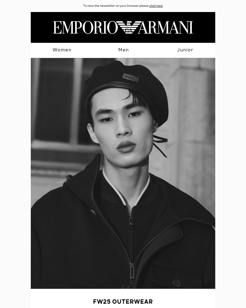 Screenshot of email sent to a Armani Newsletter subscriber