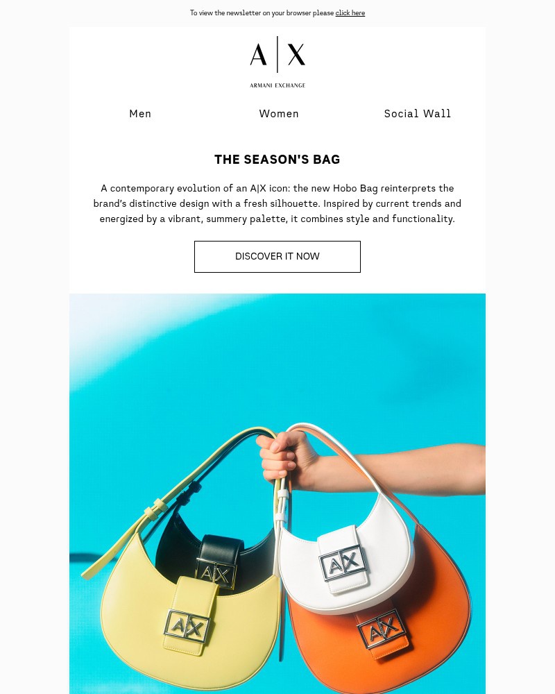 Screenshot of email sent to a Armani Newsletter subscriber