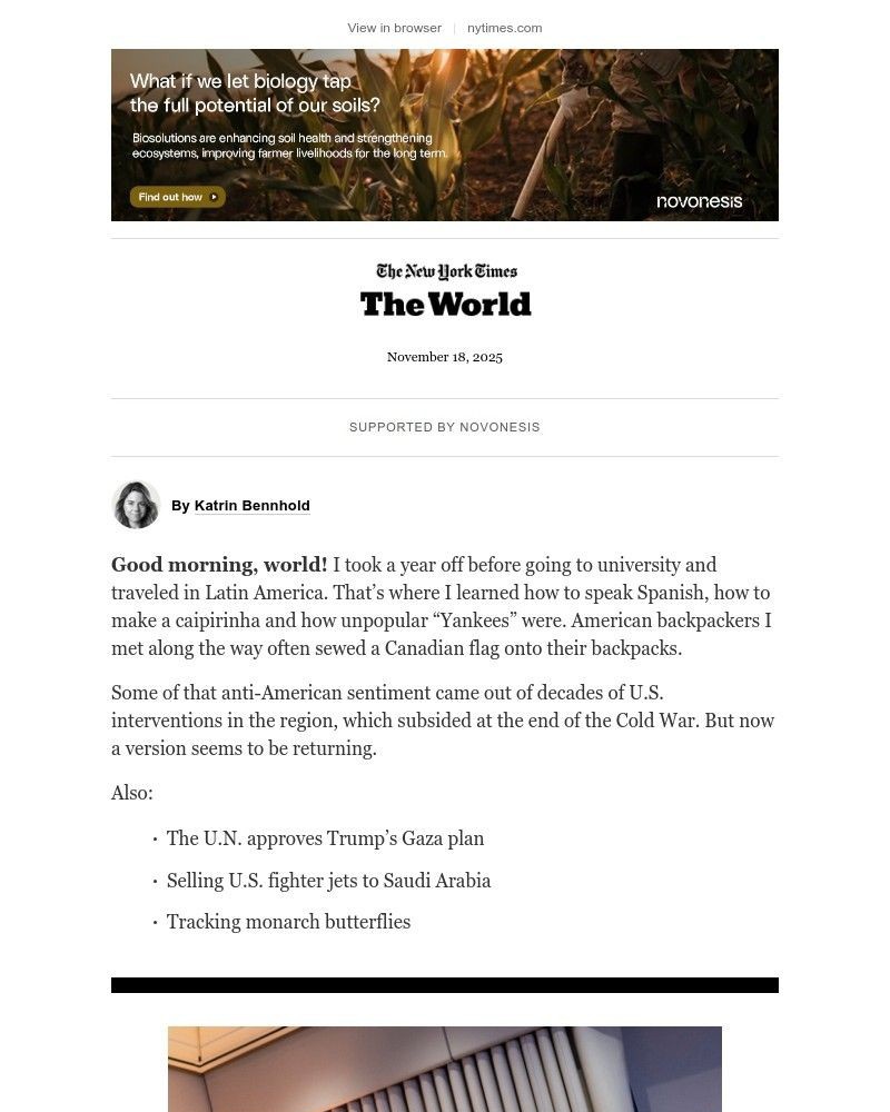 Screenshot of email sent to a The New York Times Customer