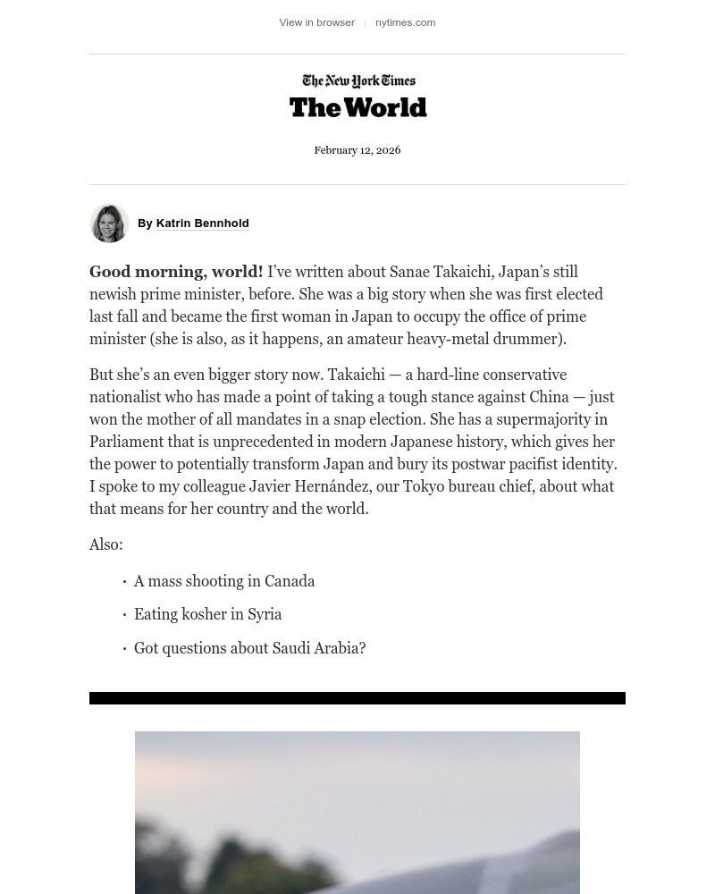 Screenshot of email sent to a The New York Times Customer